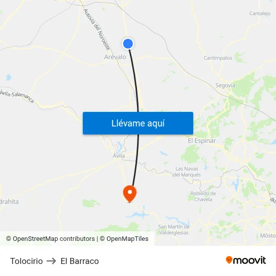 Tolocirio to El Barraco map