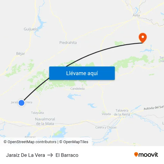 Jaraíz De La Vera to El Barraco map