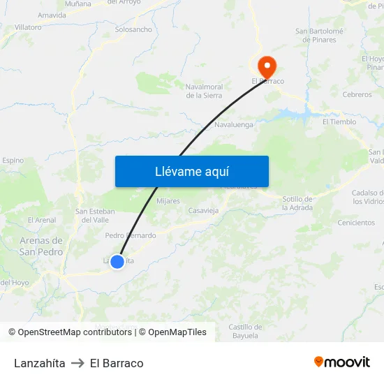 Lanzahíta to El Barraco map