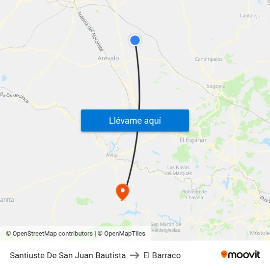 Santiuste De San Juan Bautista to El Barraco map