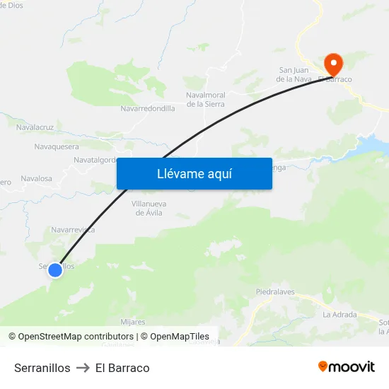 Serranillos to El Barraco map