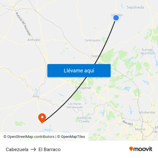 Cabezuela to El Barraco map
