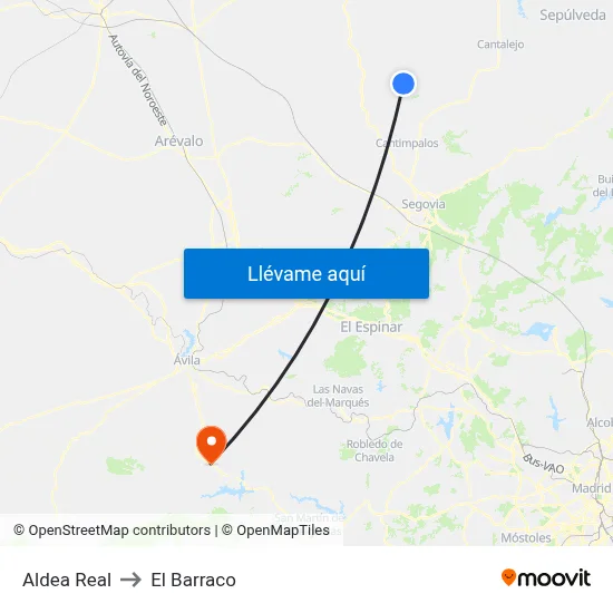 Aldea Real to El Barraco map