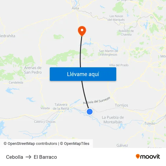 Cebolla to El Barraco map