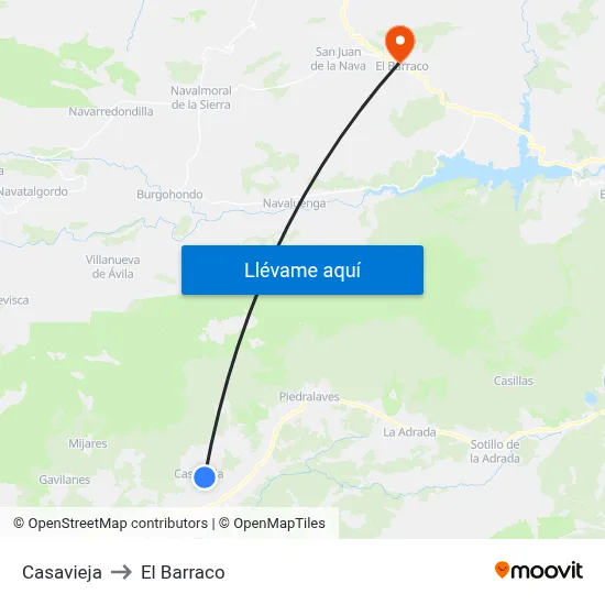 Casavieja to El Barraco map