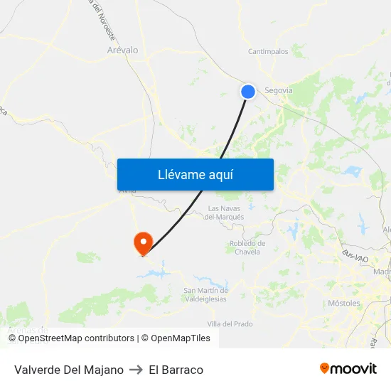 Valverde Del Majano to El Barraco map