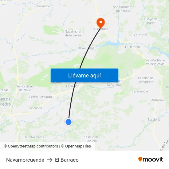 Navamorcuende to El Barraco map