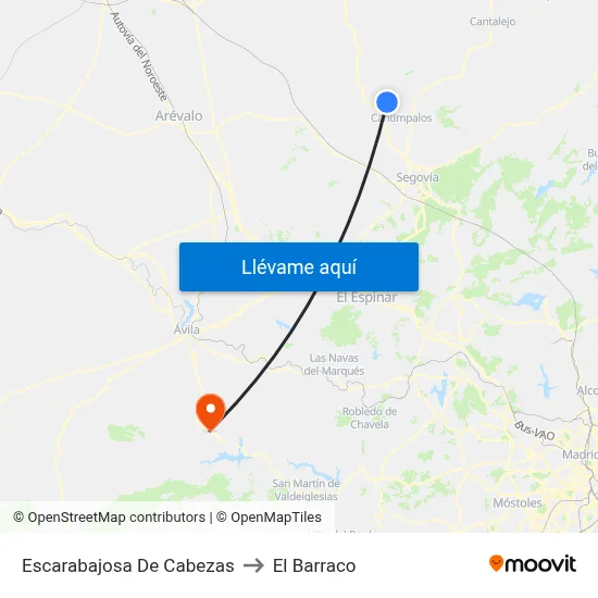 Escarabajosa De Cabezas to El Barraco map