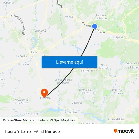 Ituero Y Lama to El Barraco map