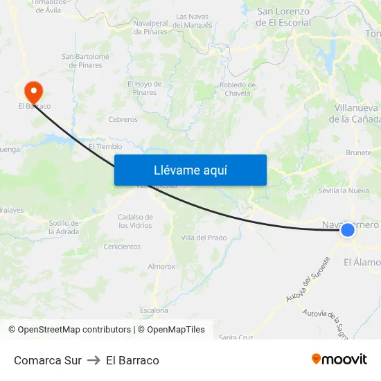 Comarca Sur to El Barraco map