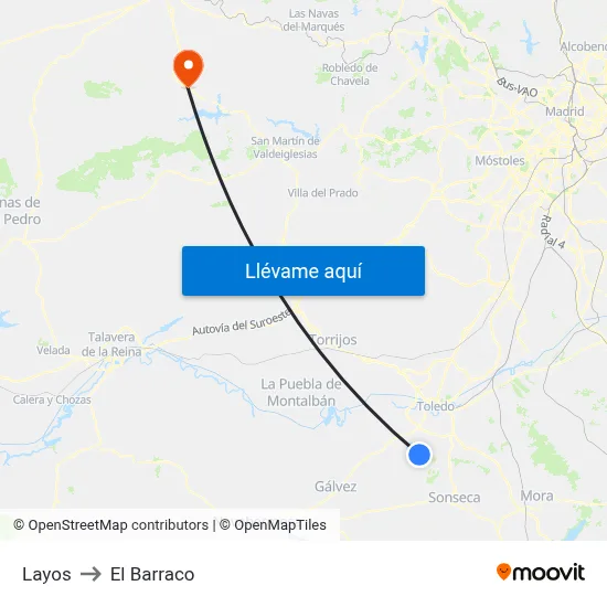 Layos to El Barraco map