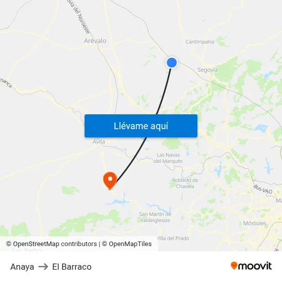 Anaya to El Barraco map