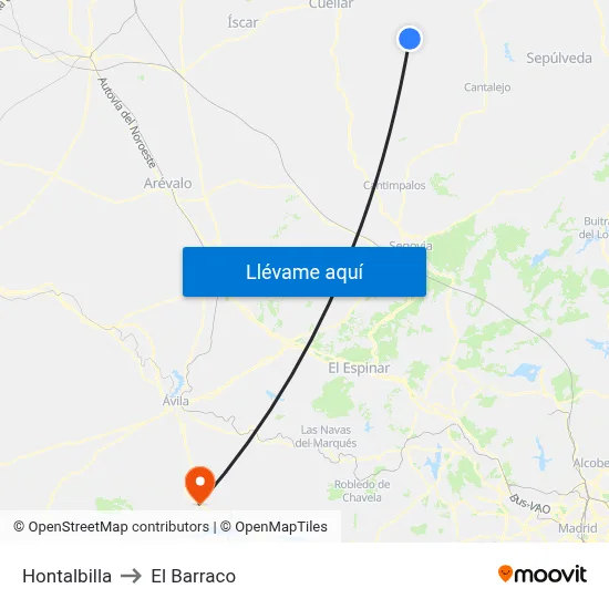 Hontalbilla to El Barraco map