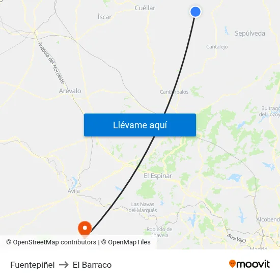 Fuentepiñel to El Barraco map