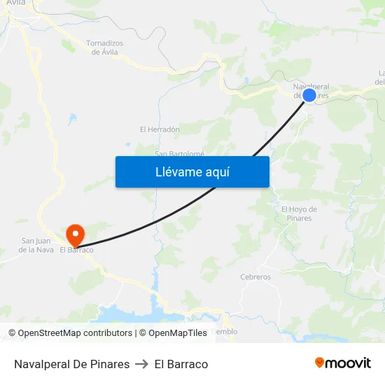 Navalperal De Pinares to El Barraco map
