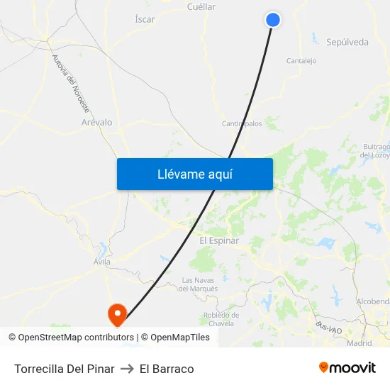 Torrecilla Del Pinar to El Barraco map