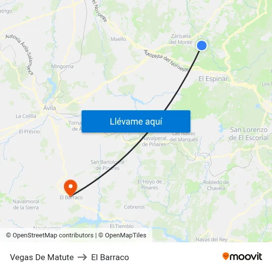 Vegas De Matute to El Barraco map