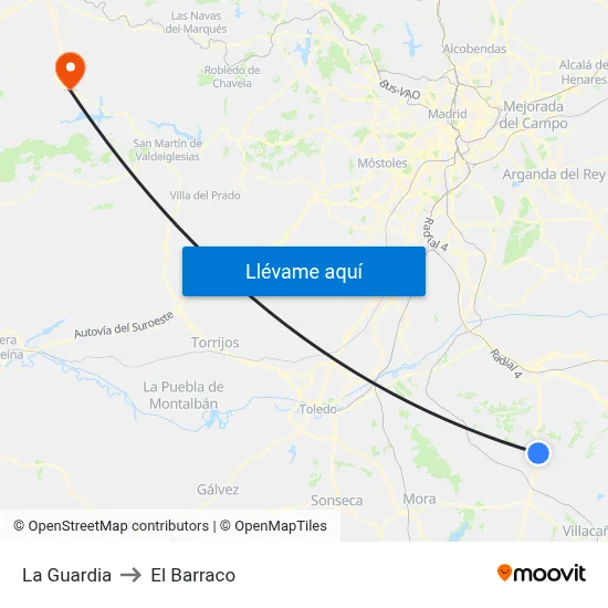La Guardia to El Barraco map