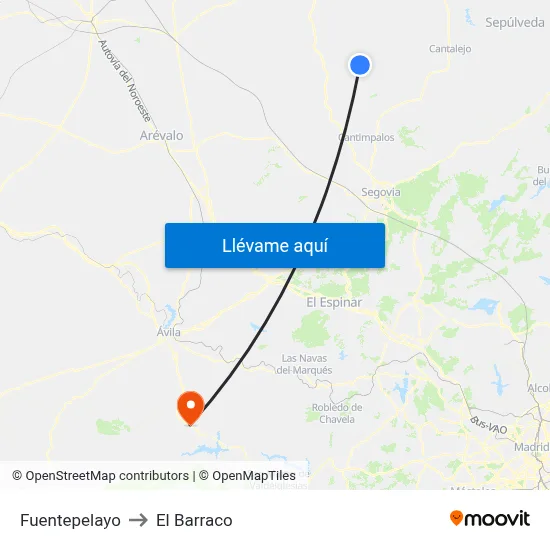 Fuentepelayo to El Barraco map