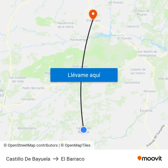 Castillo De Bayuela to El Barraco map