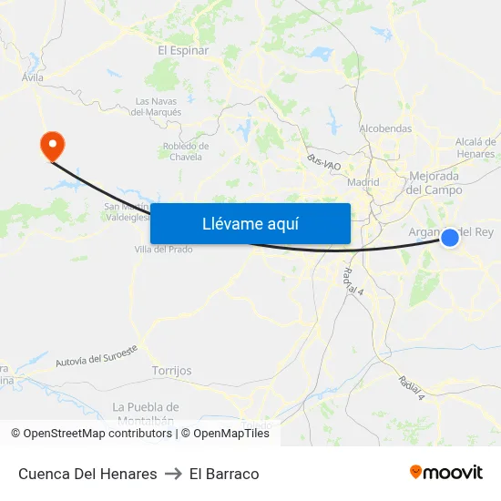 Cuenca Del Henares to El Barraco map