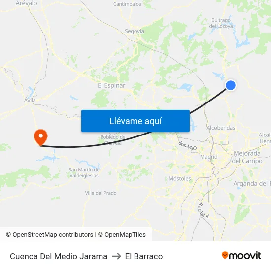 Cuenca Del Medio Jarama to El Barraco map