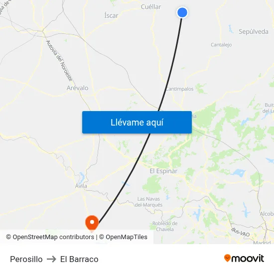 Perosillo to El Barraco map