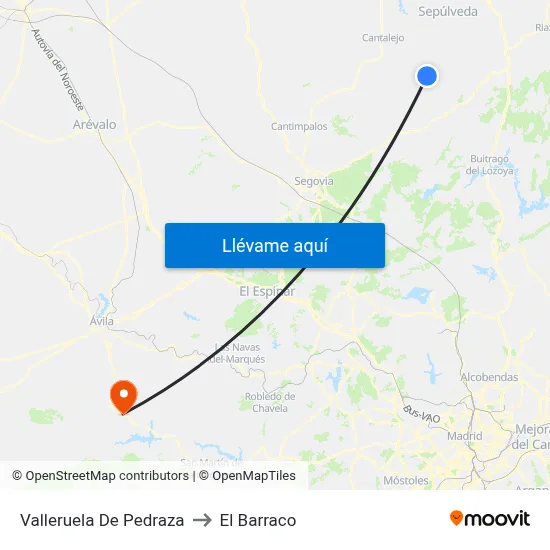 Valleruela De Pedraza to El Barraco map