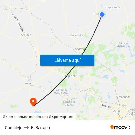 Cantalejo to El Barraco map