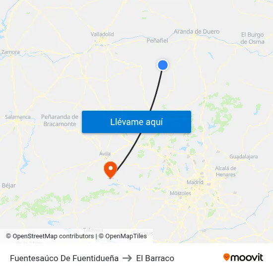 Fuentesaúco De Fuentidueña to El Barraco map