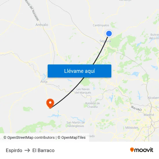Espirdo to El Barraco map