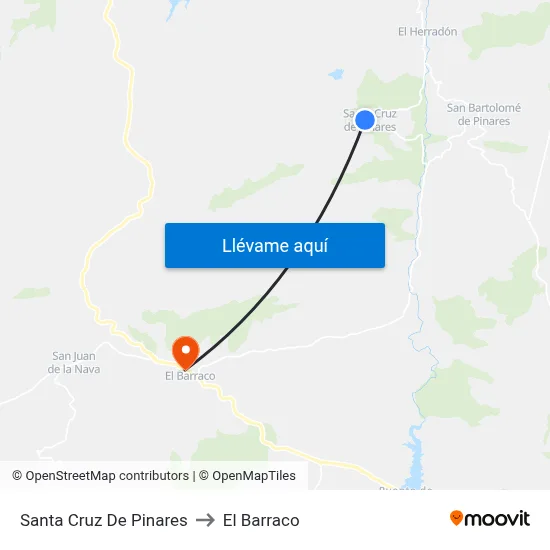 Santa Cruz De Pinares to El Barraco map