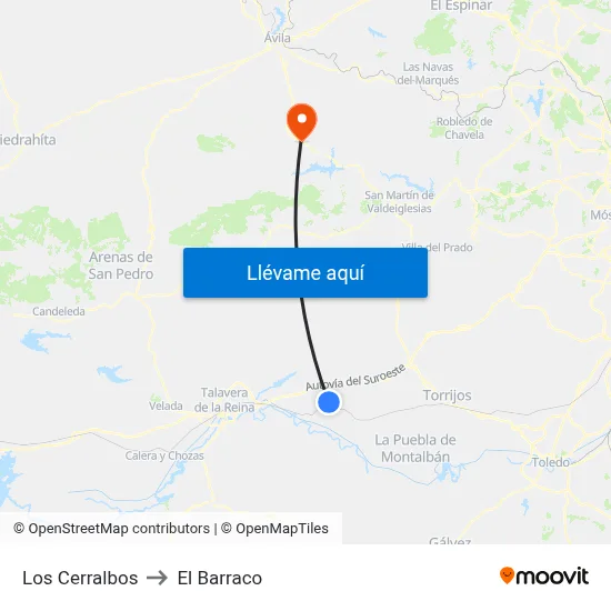 Los Cerralbos to El Barraco map