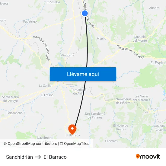 Sanchidrián to El Barraco map
