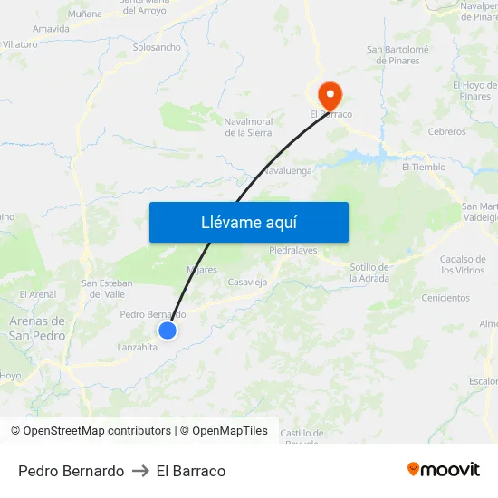 Pedro Bernardo to El Barraco map