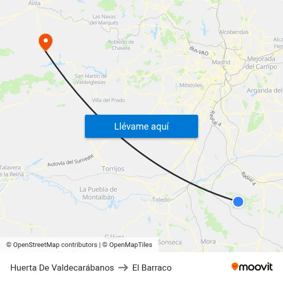 Huerta De Valdecarábanos to El Barraco map