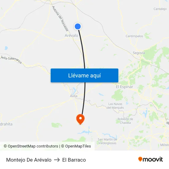 Montejo De Arévalo to El Barraco map
