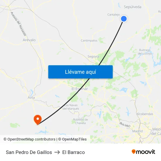 San Pedro De Gaíllos to El Barraco map