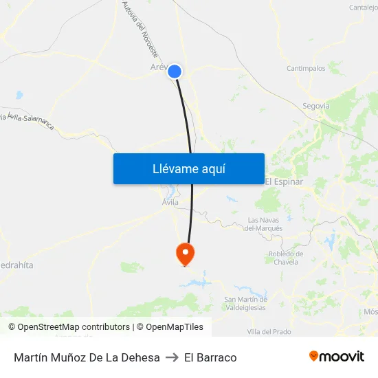 Martín Muñoz De La Dehesa to El Barraco map