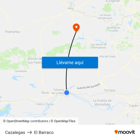 Cazalegas to El Barraco map