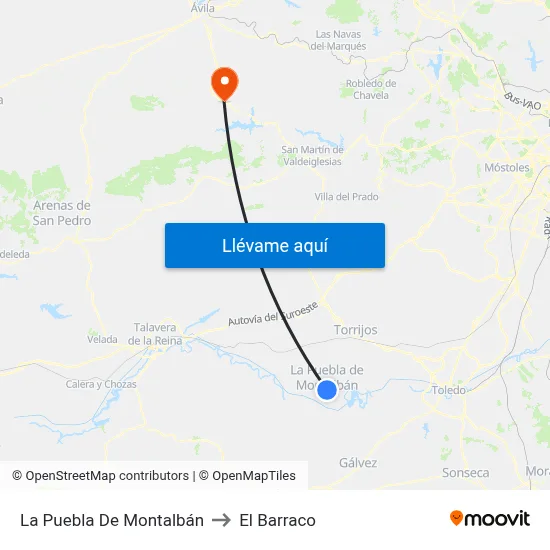 La Puebla De Montalbán to El Barraco map