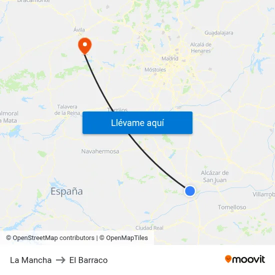 La Mancha to El Barraco map