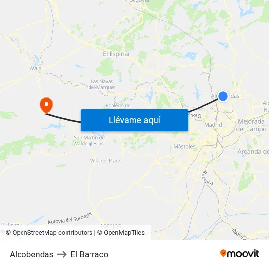 Alcobendas to El Barraco map