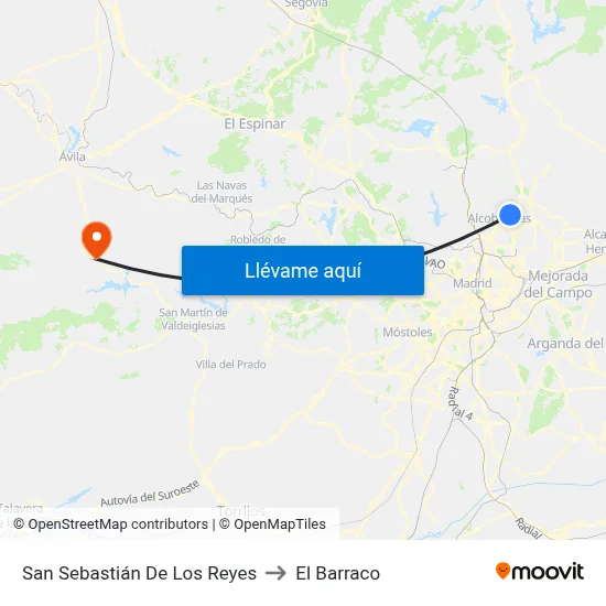 San Sebastián De Los Reyes to El Barraco map