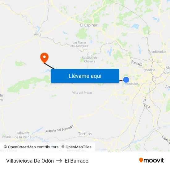 Villaviciosa De Odón to El Barraco map