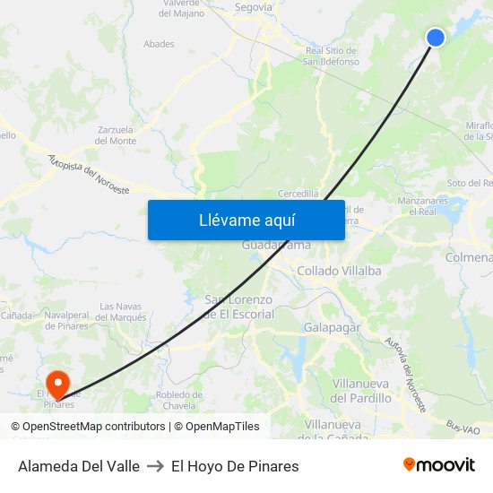 Alameda Del Valle to El Hoyo De Pinares map