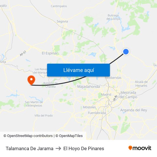 Talamanca De Jarama to El Hoyo De Pinares map
