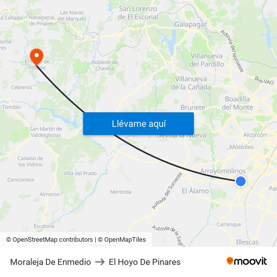 Moraleja De Enmedio to El Hoyo De Pinares map