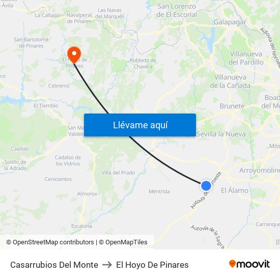 Casarrubios Del Monte to El Hoyo De Pinares map