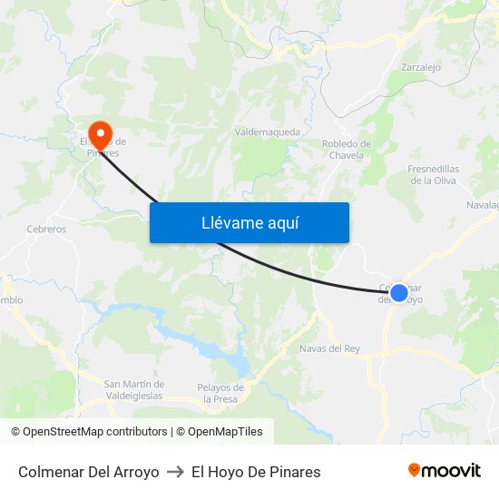 Colmenar Del Arroyo to El Hoyo De Pinares map